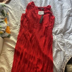 Tahari Vibrant Red Textured Long Cover Up